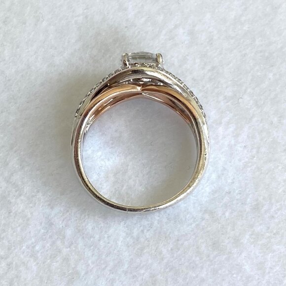 Sterling Silver 925 JA 10K Rose Gold 7MM Round Cubic Zirconia Ring Sz 7.75 - Picture 6 of 16